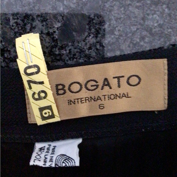 BOGATO Black Wool Crepe Lined Skirt & Jacket Suit - US 4 - Picture 10 of 11